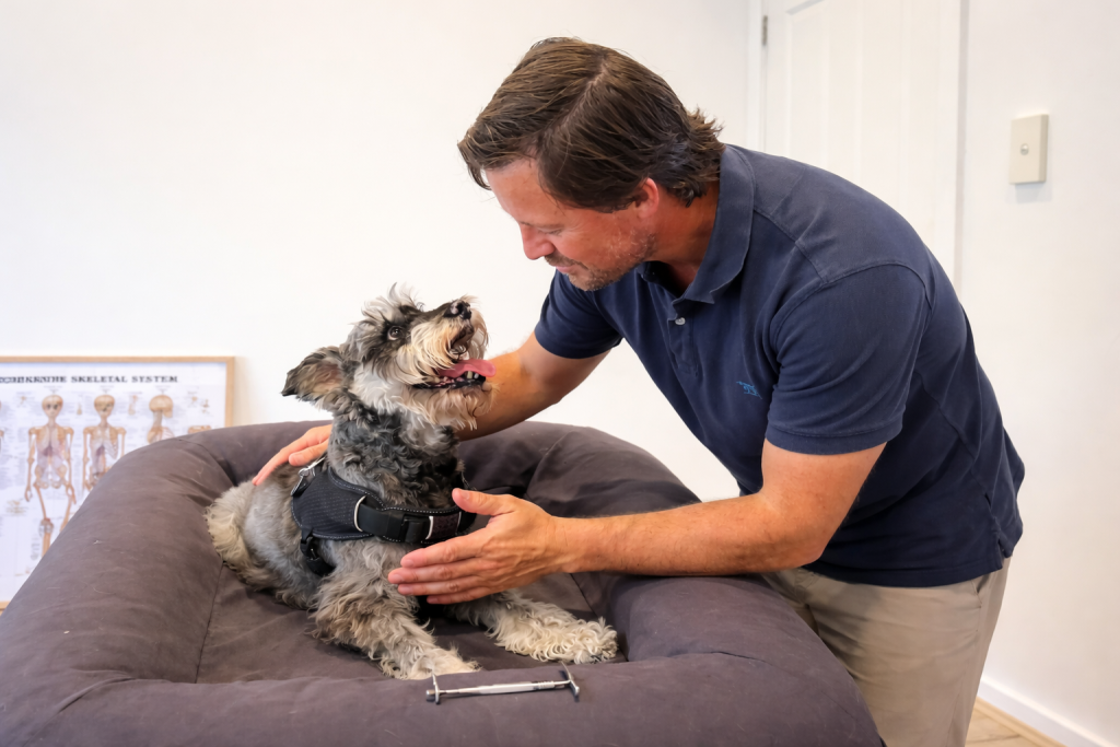 Animal chiropractor treating a dog in the Sutherland Shire
